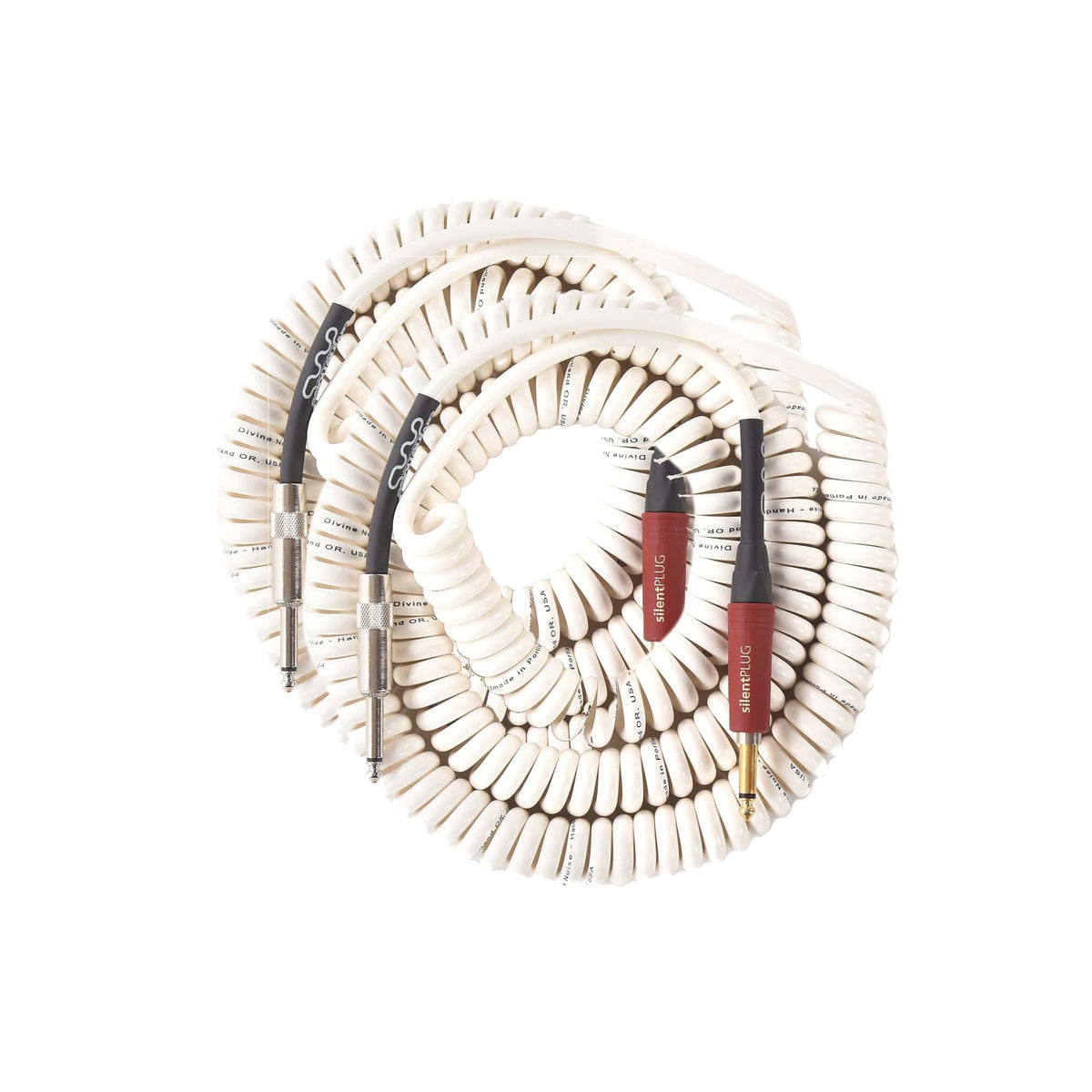 Divine Noise Curly Cable White 30' Straight/Straight 2 Pack Bundle - MusicMarket