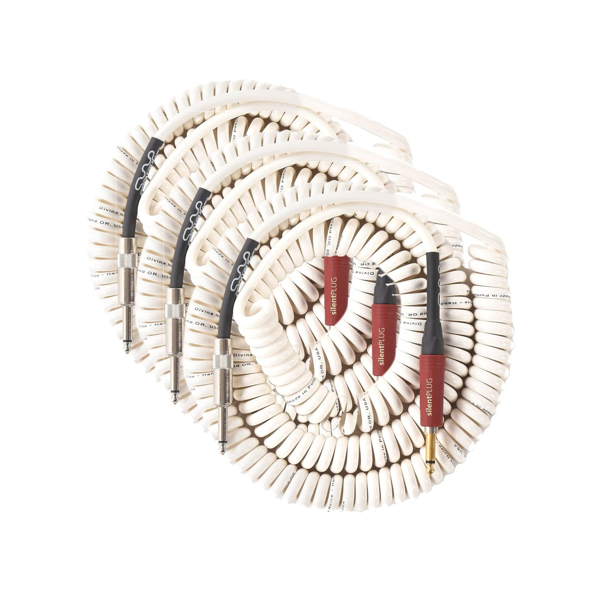 Divine Noise Curly Cable White 30' Straight/Straight 3 Pack Bundle - MusicMarket