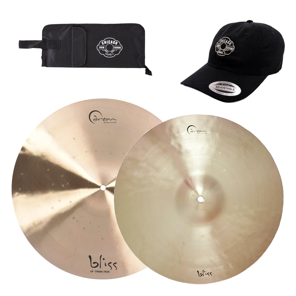 Dream 16/18" Bliss Crash Cymbal Set w/CDE Logo Hat & Stick Bag - MusicMarket
