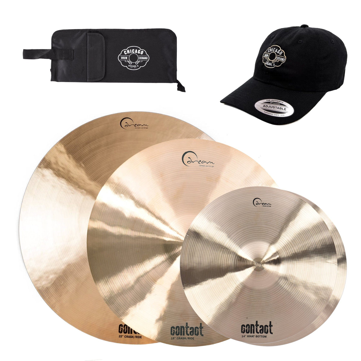 Dream 14/18/22" Dream Contact Cymbal Set w/CDE Logo Hat & Stick Bag - MusicMarket