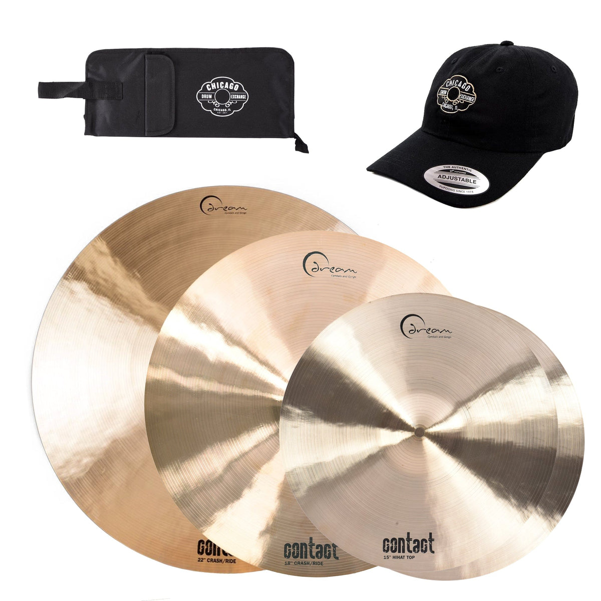 Dream 15/18/22" Dream Contact Cymbal Set w/CDE Logo Hat & Stick Bag - MusicMarket