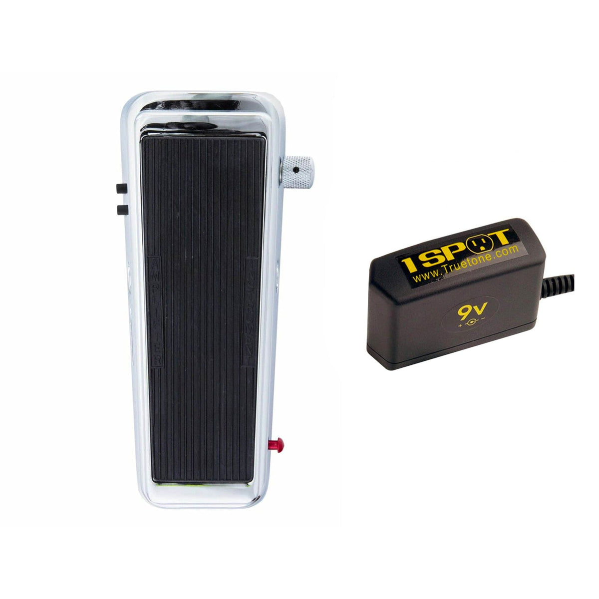Dunlop 535Q-C Cry Baby Wah Chrome Bundle w/ Truetone 1 Spot Space Saving 9v Adapter - MusicMarket
