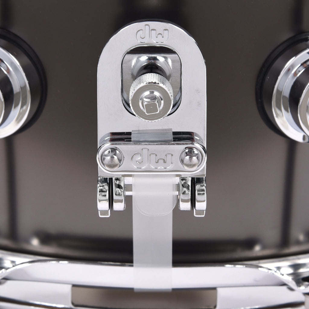 DW 7x13 Satin Black Over Brass Snare Drum w/Chrome Hdw - View 3 | MusicMarket