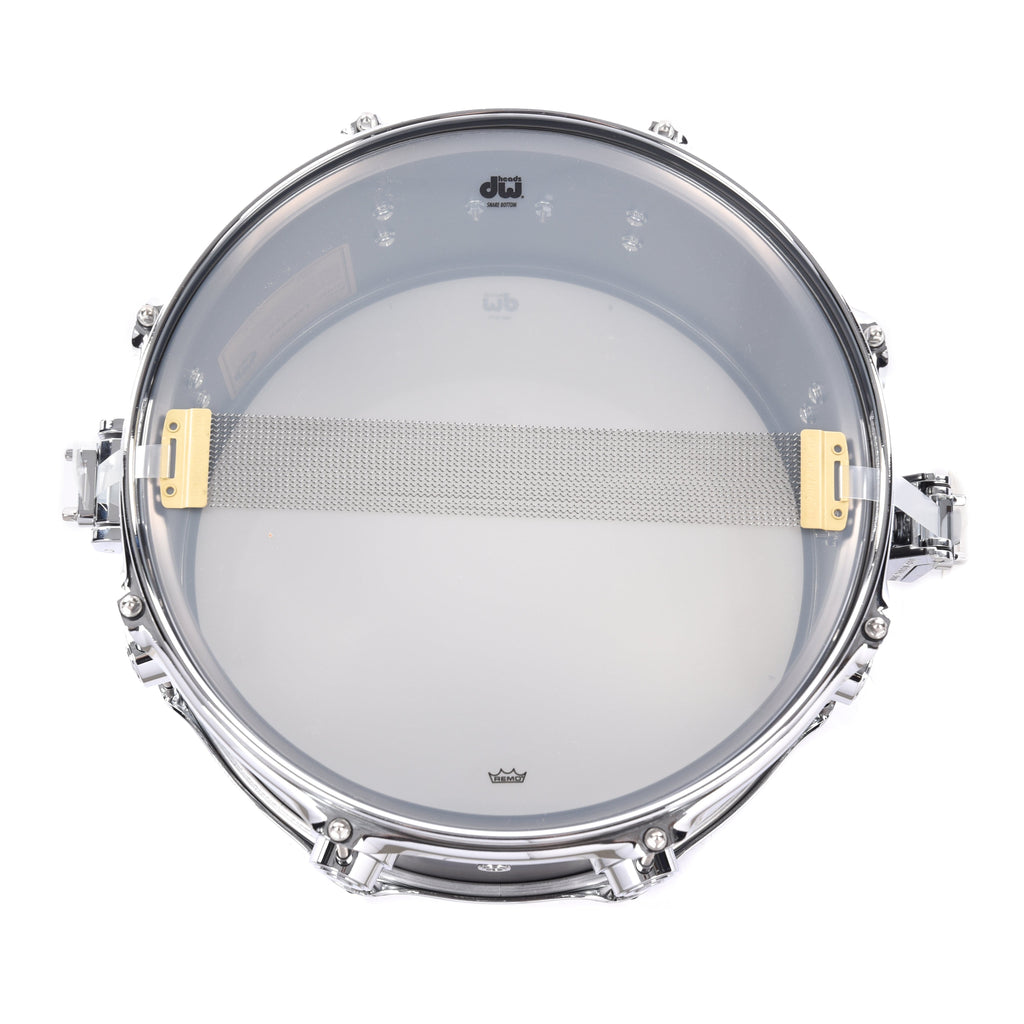 DW 7x13 Satin Black Over Brass Snare Drum w/Chrome Hdw - View 6 | MusicMarket