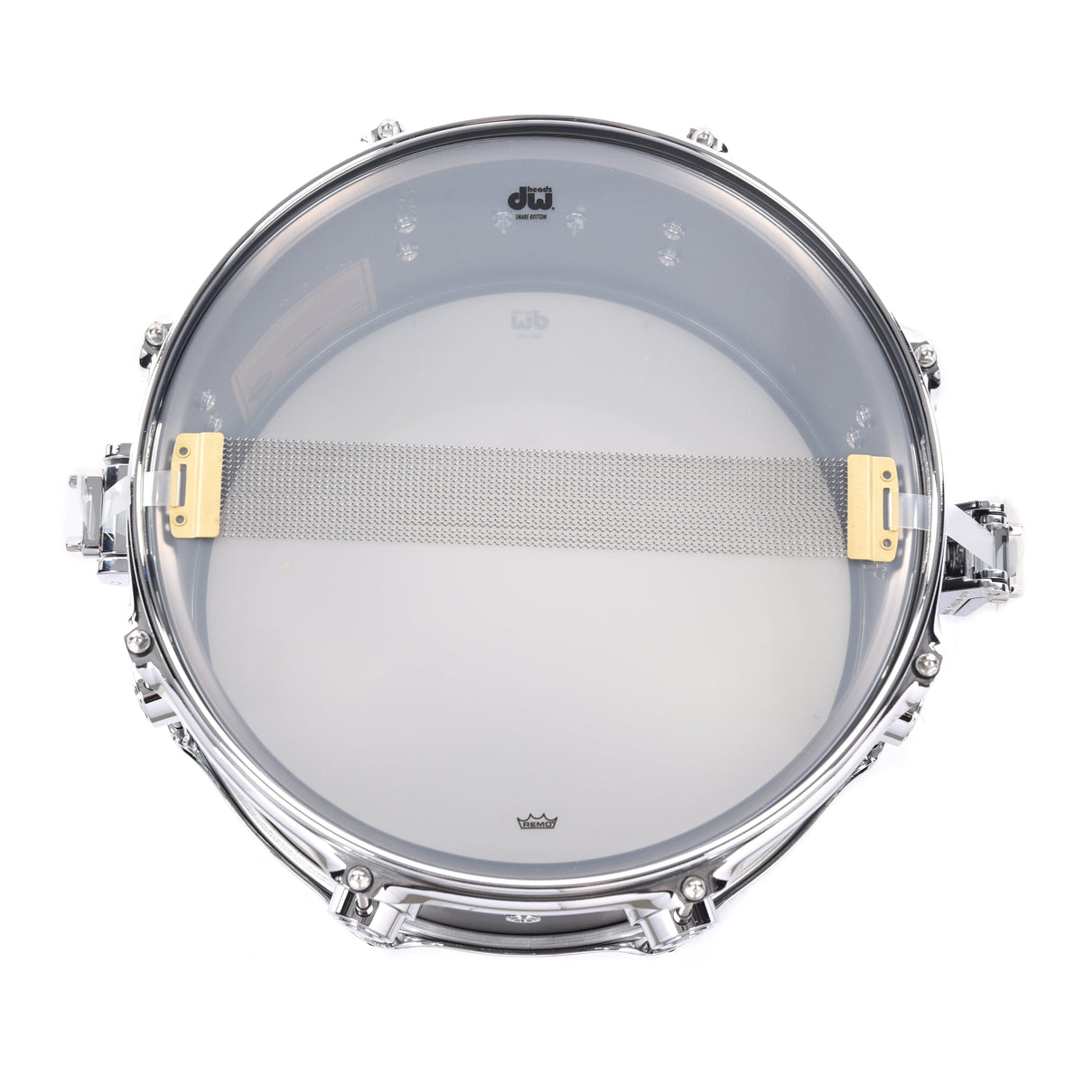 DW 7x13 Satin Black Over Brass Snare Drum w/Chrome Hdw - View 6 | MusicMarket