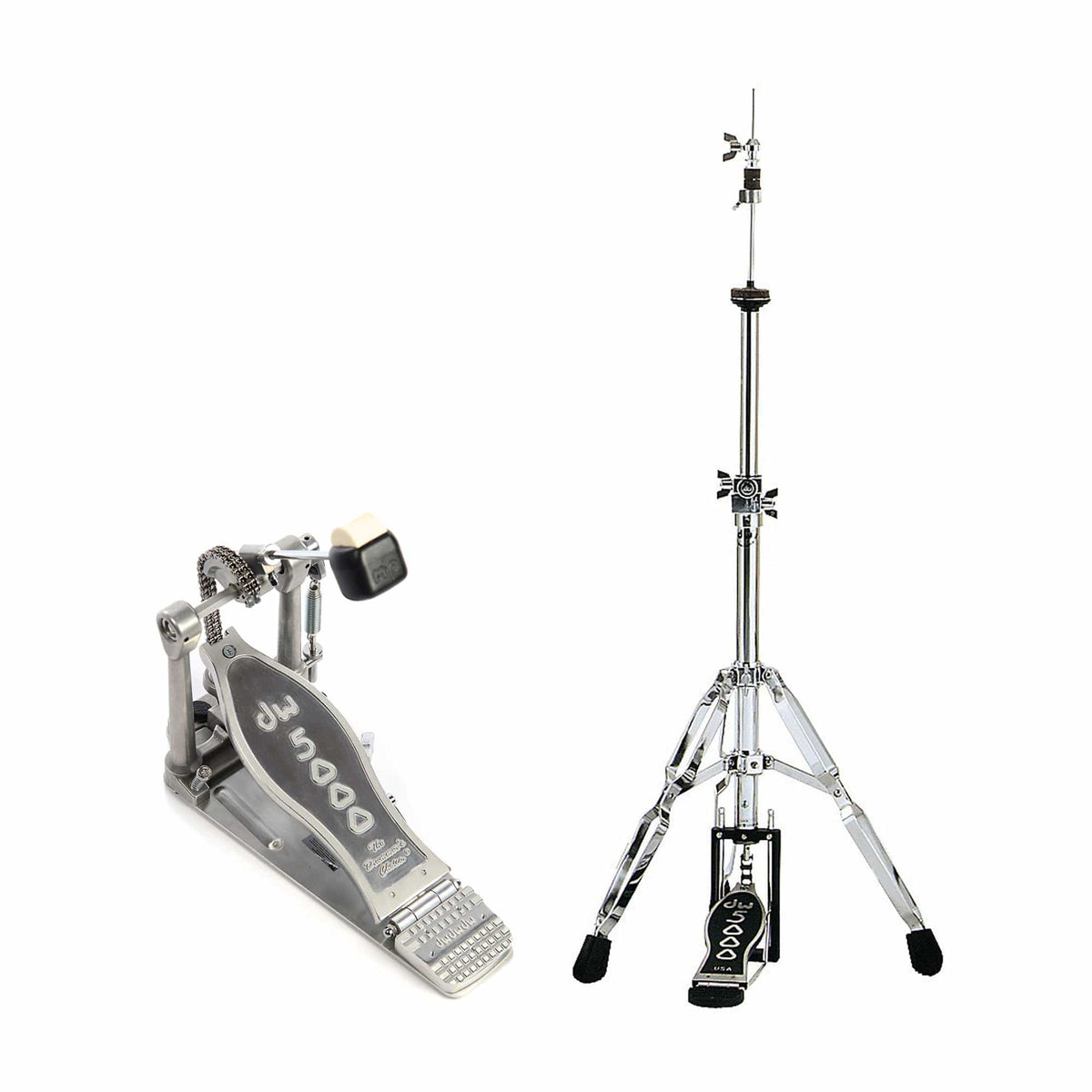 DW 5000 Modern Retro Accelerator Single Bass Drum Pedal/3-Leg Double Braced Hi-Hat Stand Bundle - MusicMarket