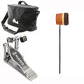 DW 5000 Modern Retro Accelerator Single Bass Drum Pedal Bundle w/Bag & Low Boy Lightweight Leather Amber/Med Brown
