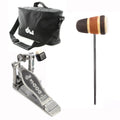 DW 5000 Modern Retro Accelerator Single Bass Drum Pedal Bundle w/Bag & Low Boy Standard Felt Med Brown/Amber/Med
