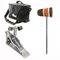 DW 5000 Modern Retro Accelerator Single Bass Drum Pedal Bundle w/Bag & Low Boy Standard Wood Med Brown/Amber/Med