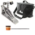 DW 5000 Modern Retro Turbo Single Bass Drum Pedal Bundle w/Bag & Low Boy Lightweight Wood Amber/Brown/Gold Stripe