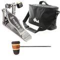 DW 5000 Modern Retro Turbo Single Bass Drum Pedal Bundle w/Bag & Low Boy Standard Leather Brown/Amber/Brown/Gold