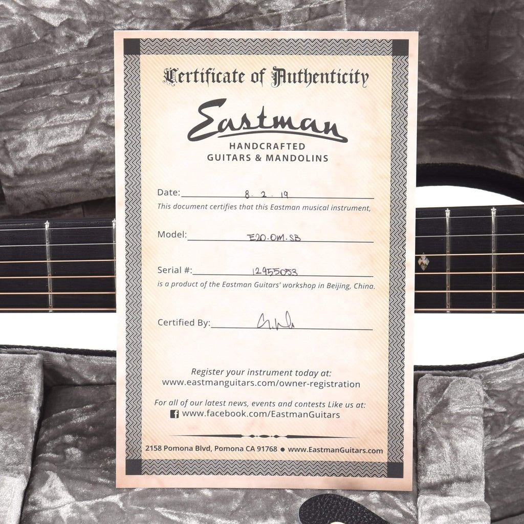 Eastman E20OM Adirondack/Rosewood OM Sunburst - View 10 | MusicMarket