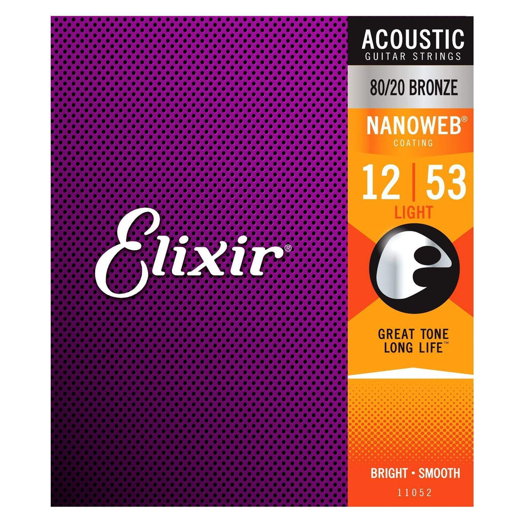 Elixir 11052 Acoustic 80/20 Nano Light 12-53 (12 Pack Bundle) - View 2 | MusicMarket