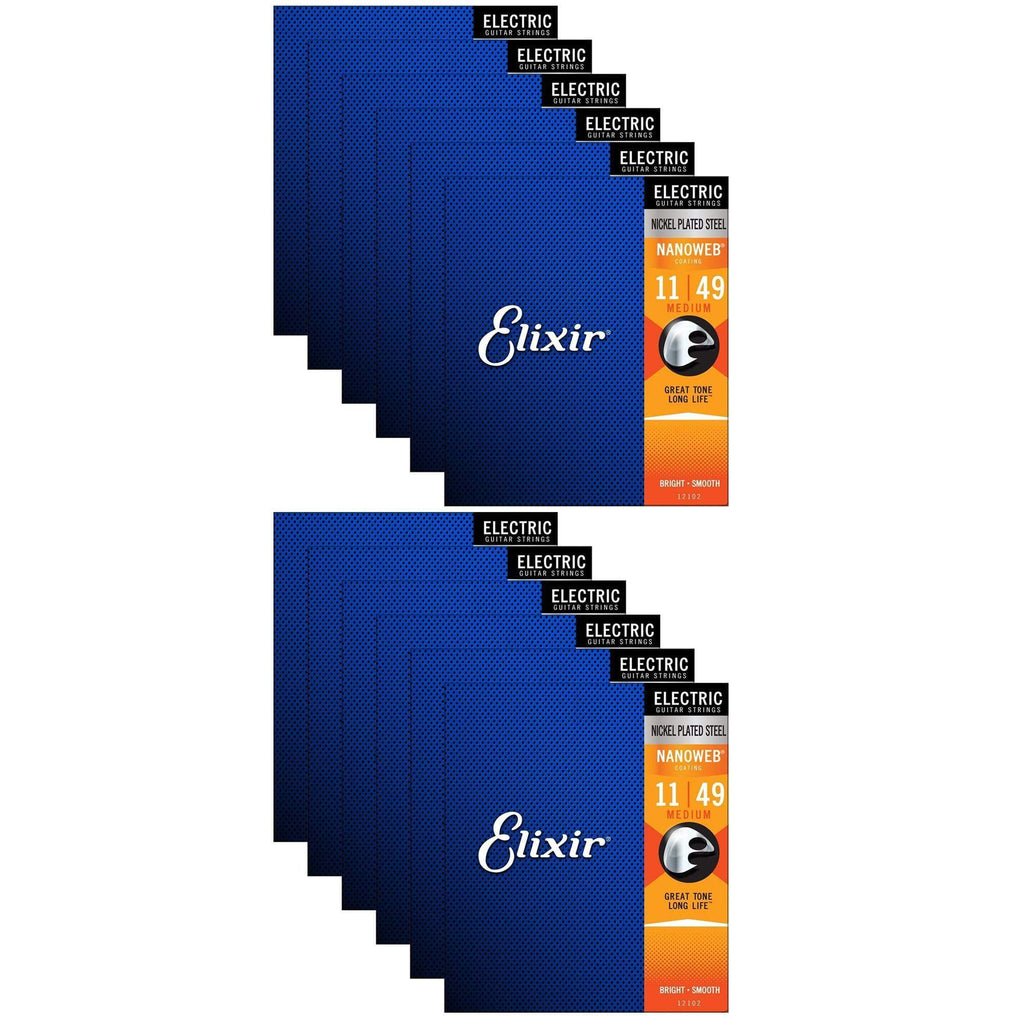 Elixir 12102 Electric Nano Medium 11-49 (12 Pack Bundle) - MusicMarket