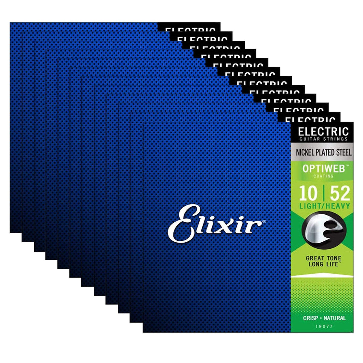 Elixir 19077 Optiweb Electric Guitar Strings Light-Heavy 10-52 12 Pack Bundle - MusicMarket