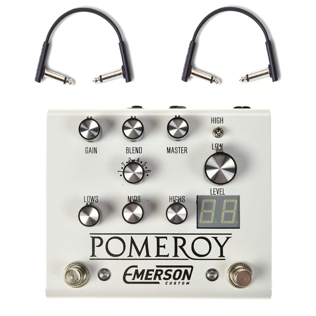 Emerson Custom Pomeroy Analog Overdrive Distortion White w/RockBoard Flat Patch Cables Bundle - MusicMarket