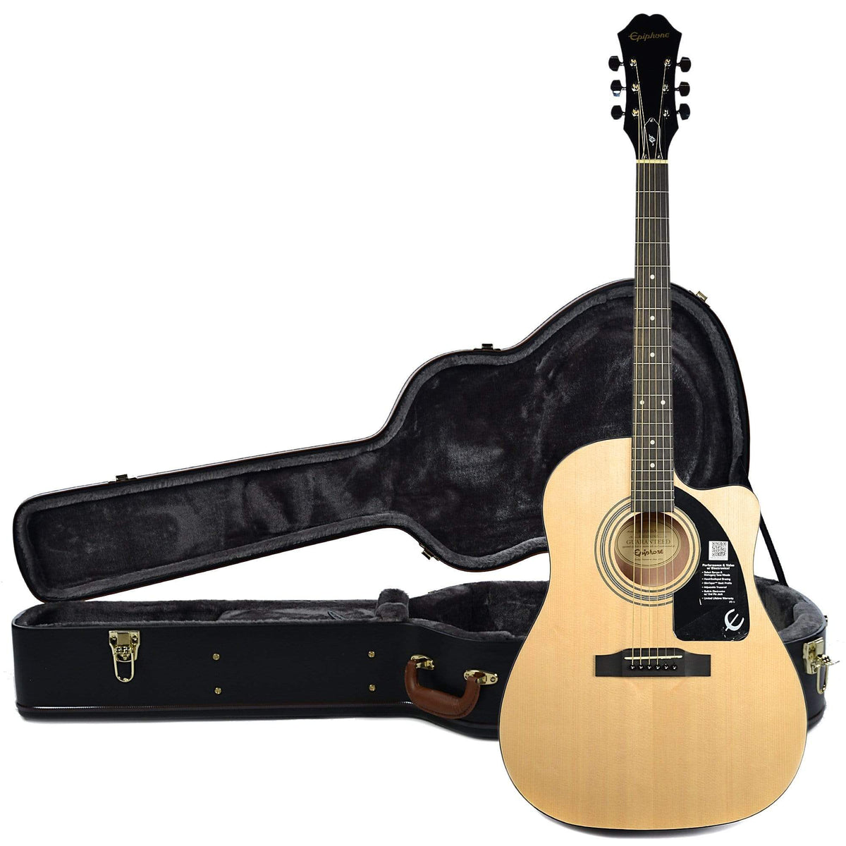 Epiphone AJ-100CE Advanced Jumbo Acoustic-Electric Natural CH and Epiphone Hardshell Case Bundle - MusicMarket