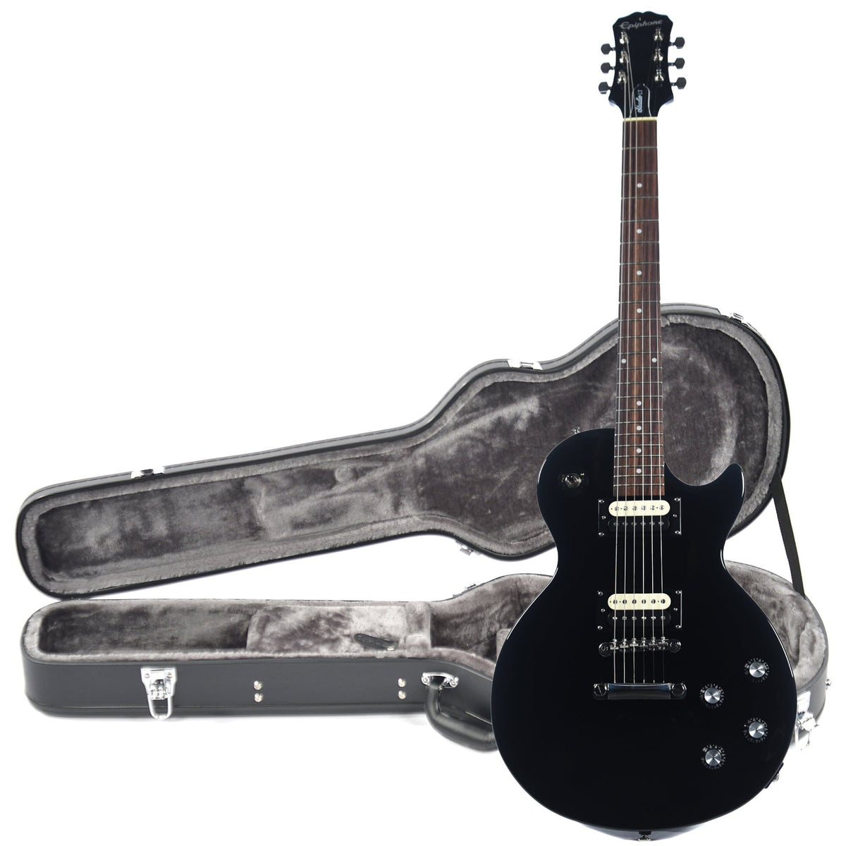 Epiphone LP Studio LT Ebony and Epiphone Hardshell Case Bundle - MusicMarket
