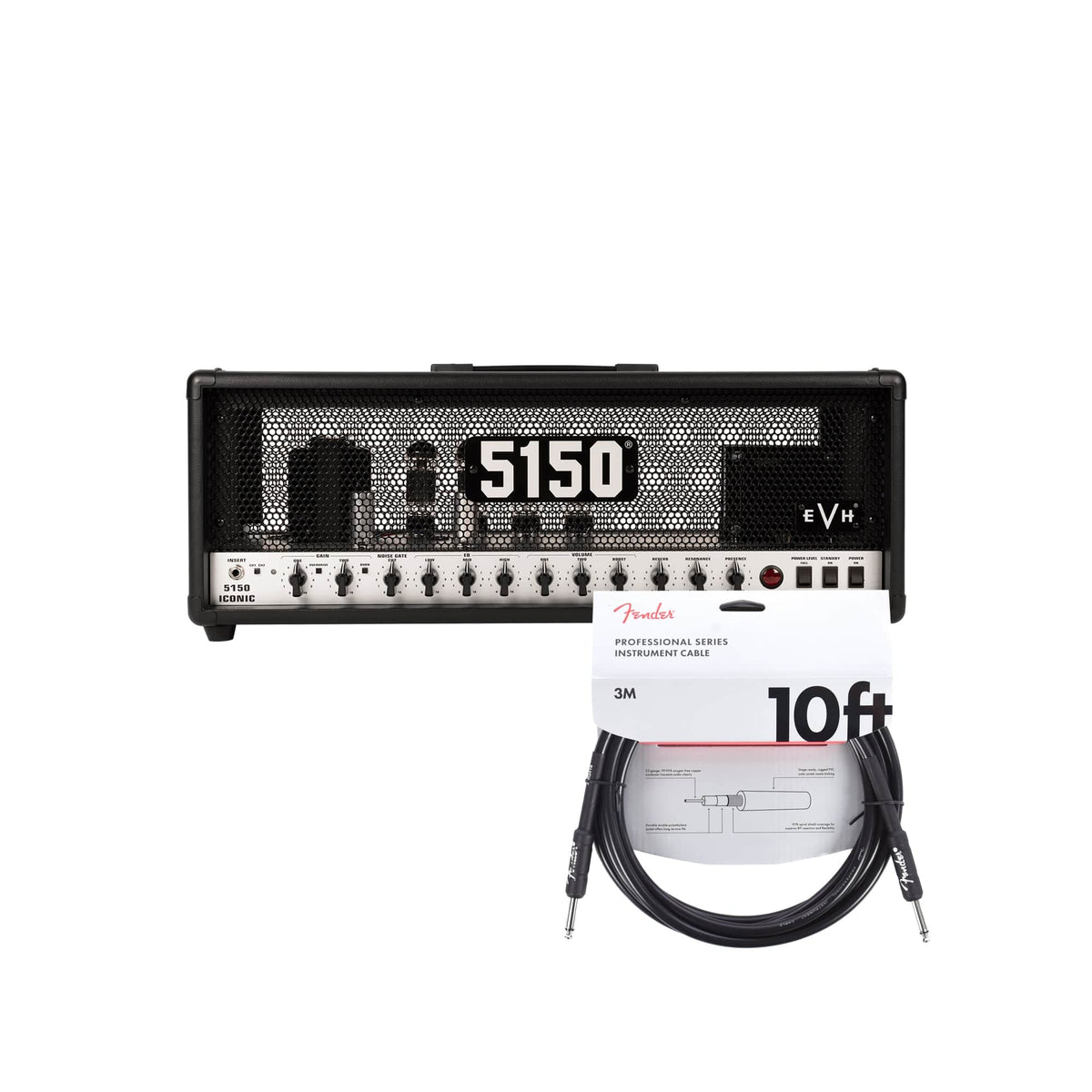 EVH 5150 Iconic Series 80W Head Black and (1) Cable Bundle - MusicMarket