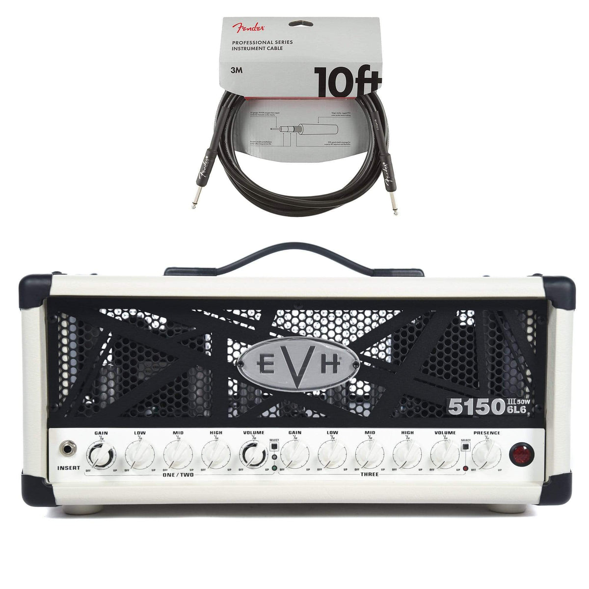 EVH 5150 III 50-Watt 6L6 Head Ivory Cable Bundle - MusicMarket