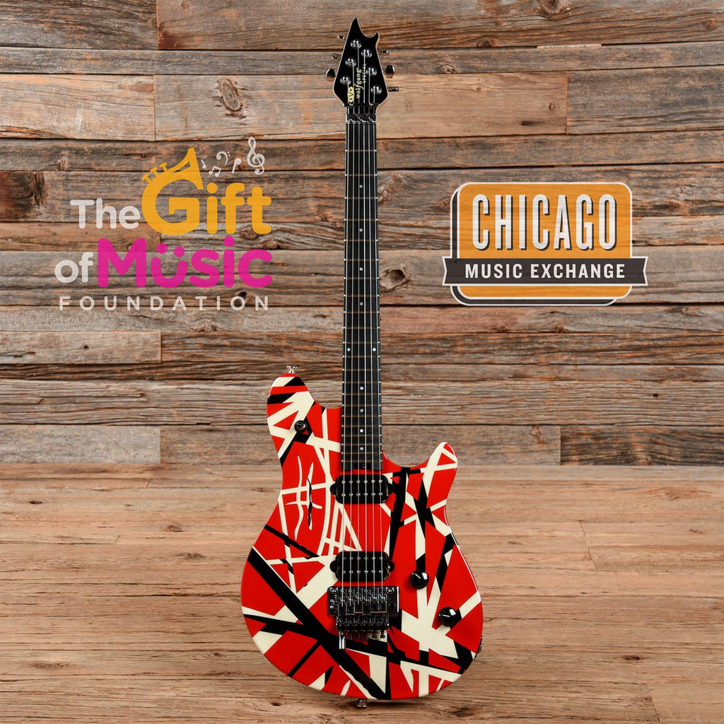 EVH Special, Ebony Fingerboard, Red with Black and White Stripes MIM - MusicMarket