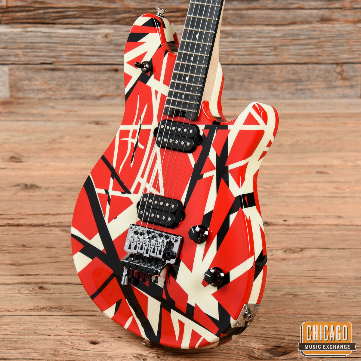 EVH Special, Ebony Fingerboard, Red with Black and White Stripes MIM - View 4 | MusicMarket