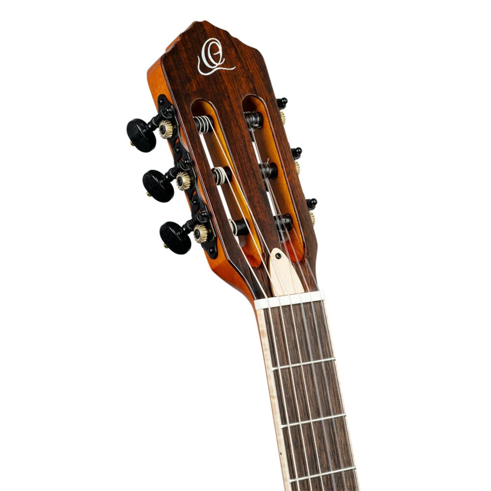 Ortega Tour Player Series Thinline Crossover Nylon String Acoustic Electric - Flamed Maple Blue - View 7 | MusicMarket