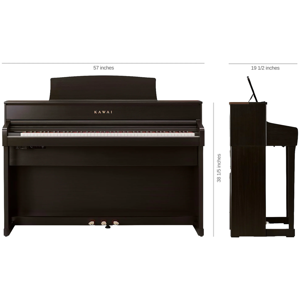 Kawai CA701 Digital Piano with Bench - Satin Black - View 3 | MusicMarket