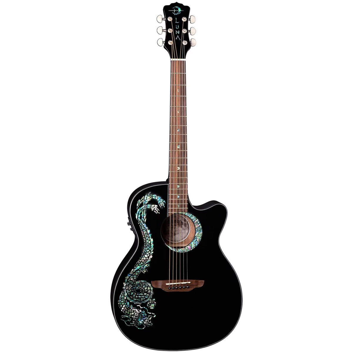 Luna Fauna Dragon Acoustic-Electric Guitar - Classic Black - View 2 | MusicMarket