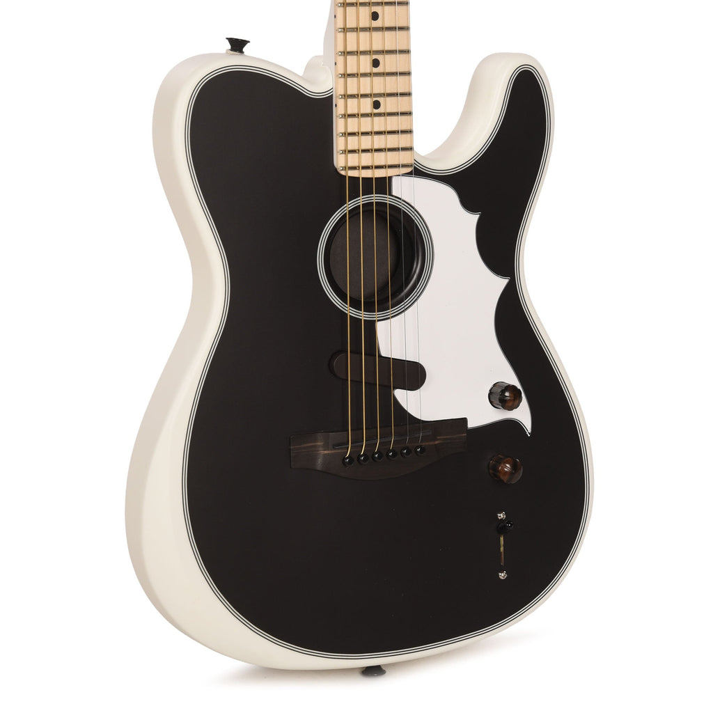 Fender Artist Jack White Triplesonic Acoustasonic Telecaster Satin Arctic White with Black Top - MusicMarket