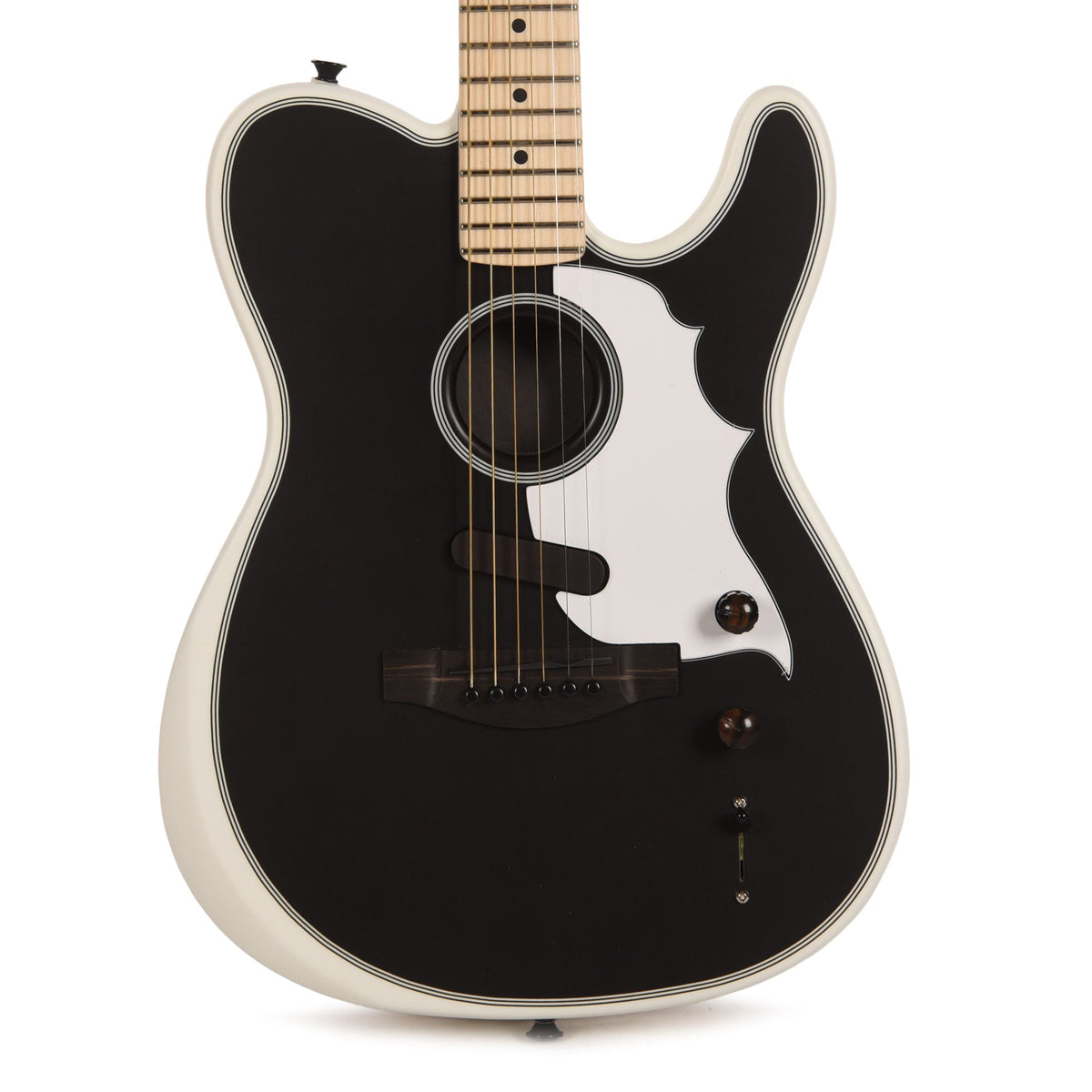 Fender Artist Jack White Triplesonic Acoustasonic Telecaster Satin Arctic White with Black Top - View 2 | MusicMarket