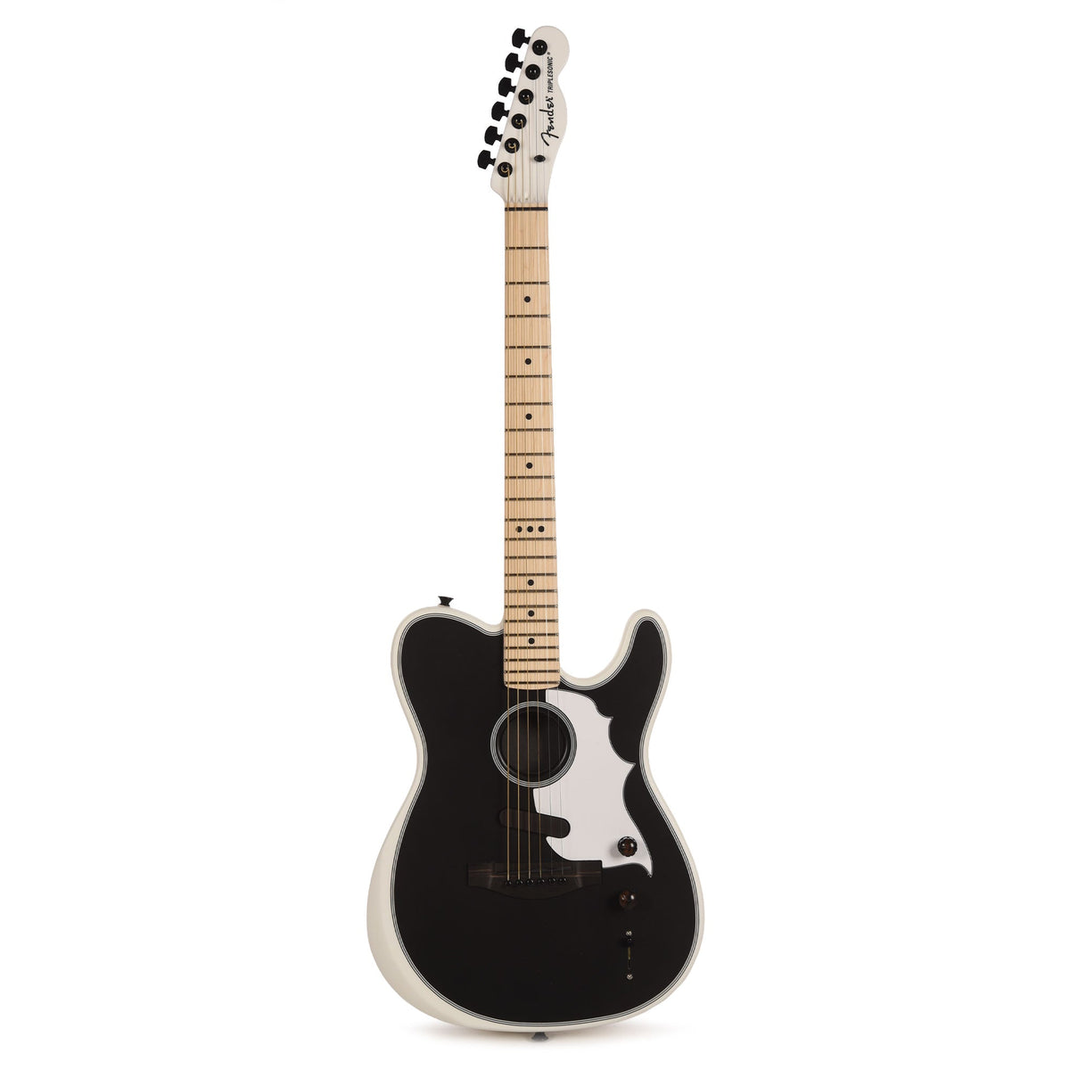 Fender Artist Jack White Triplesonic Acoustasonic Telecaster Satin Arctic White with Black Top - View 4 | MusicMarket