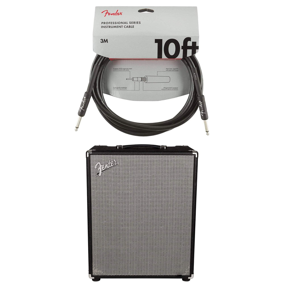 Fender Rumble 500 500W 2x10 Bass Combo Cable Bundle - MusicMarket