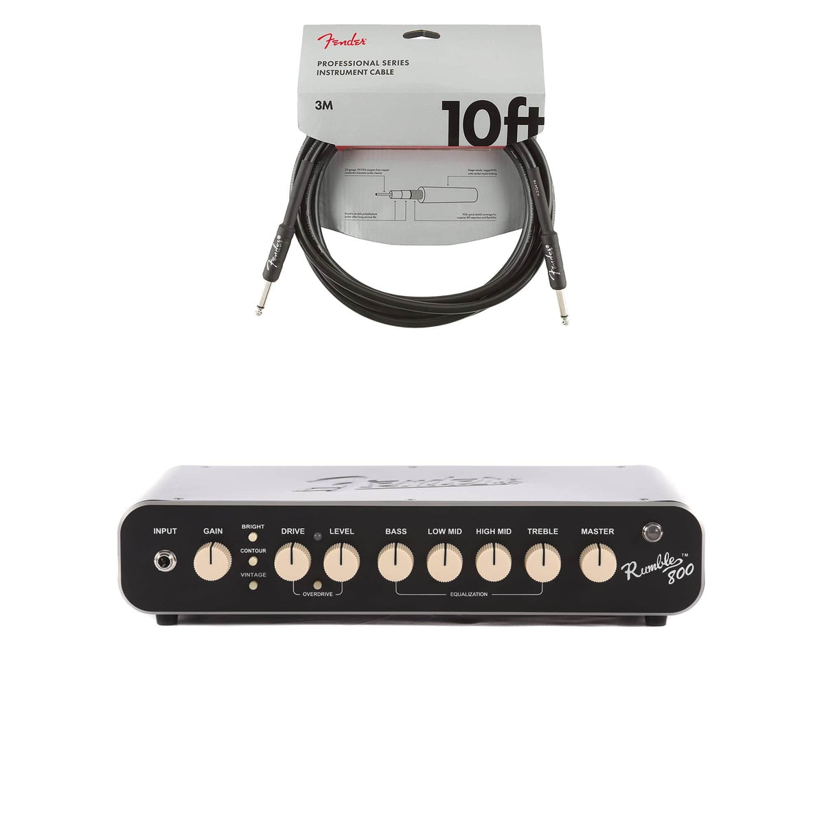 Fender Rumble 800 HD Bass Amp Head Cable Bundle - MusicMarket