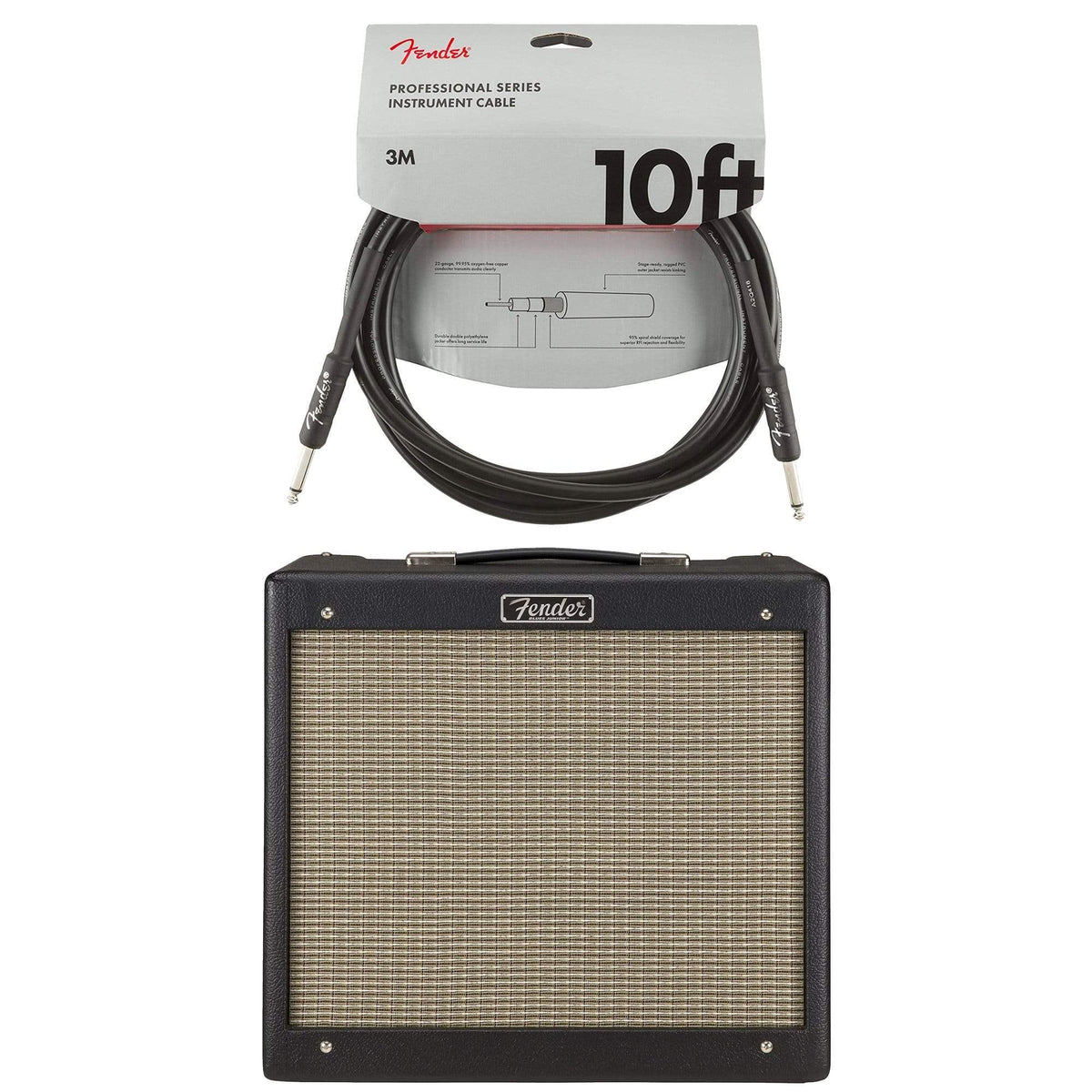Fender Blues Jr. IV 1x12 Combo Black Cable Bundle - MusicMarket