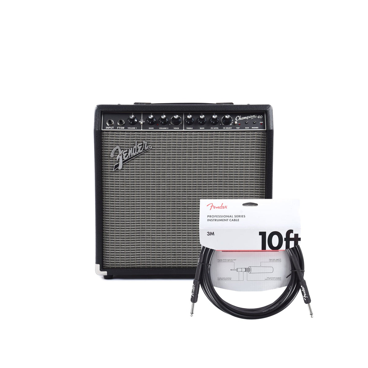 Fender Champion 40 1x12 40w Combo Amp and (1) Cable Bundle - MusicMarket