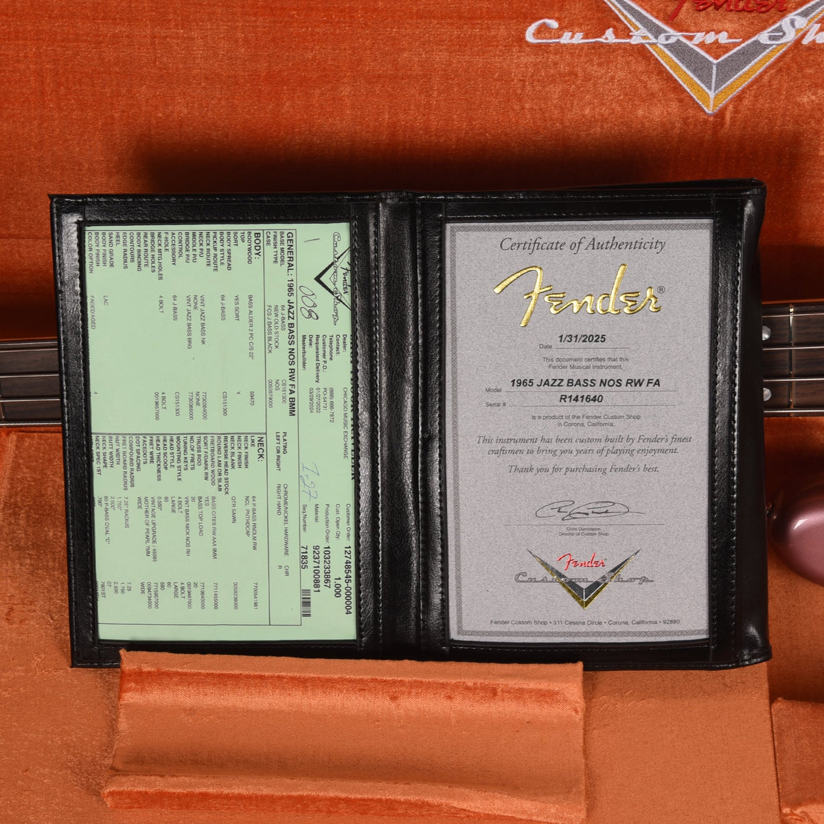 Fender Custom Shop 1965 Jazz Bass NOS Faded Aged Burgundy Mist Metallic - View 10 | MusicMarket