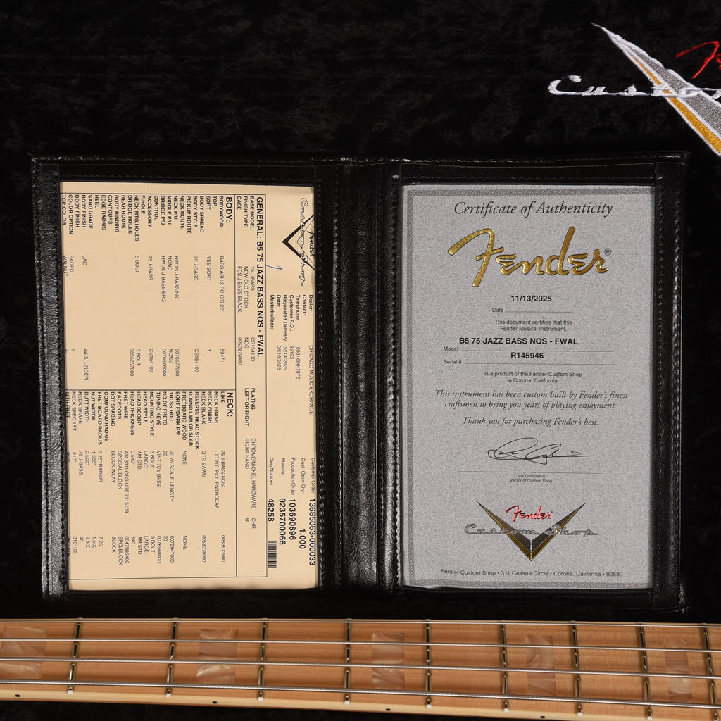 Fender Custom Shop 1975 Jazz Bass NOS Faded Walnut - View 9 | MusicMarket