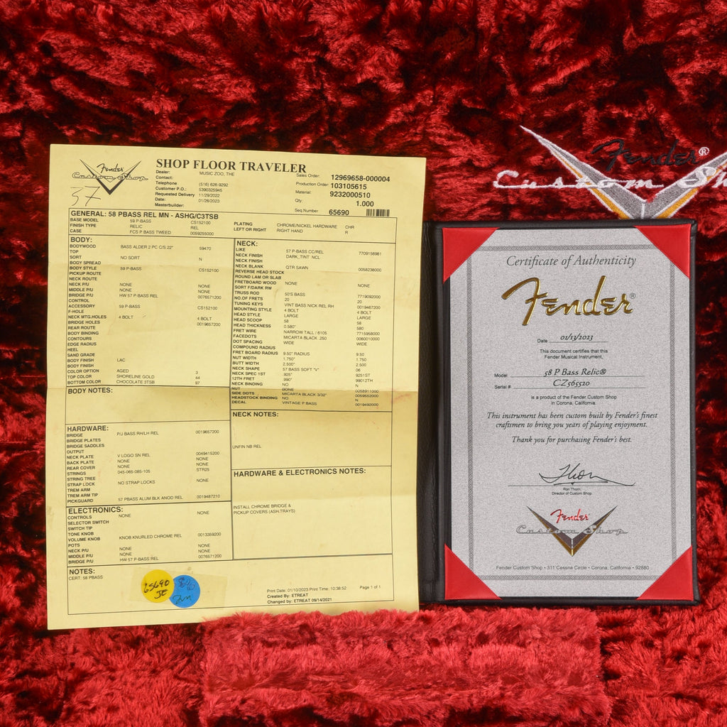 Fender Custom Shop '58 Precision Bass Relic Shoreline Gold 2023 - View 10 | MusicMarket