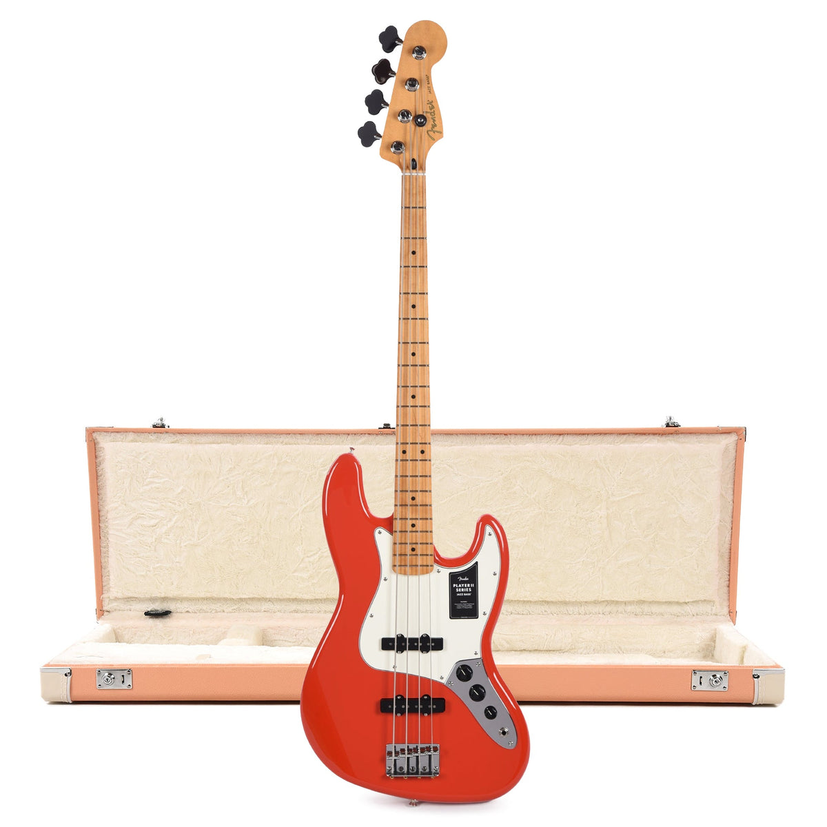 Fender Player II Jazz Bass MN Coral Red and Pacific Peach Hardshell Case Bundle - MusicMarket
