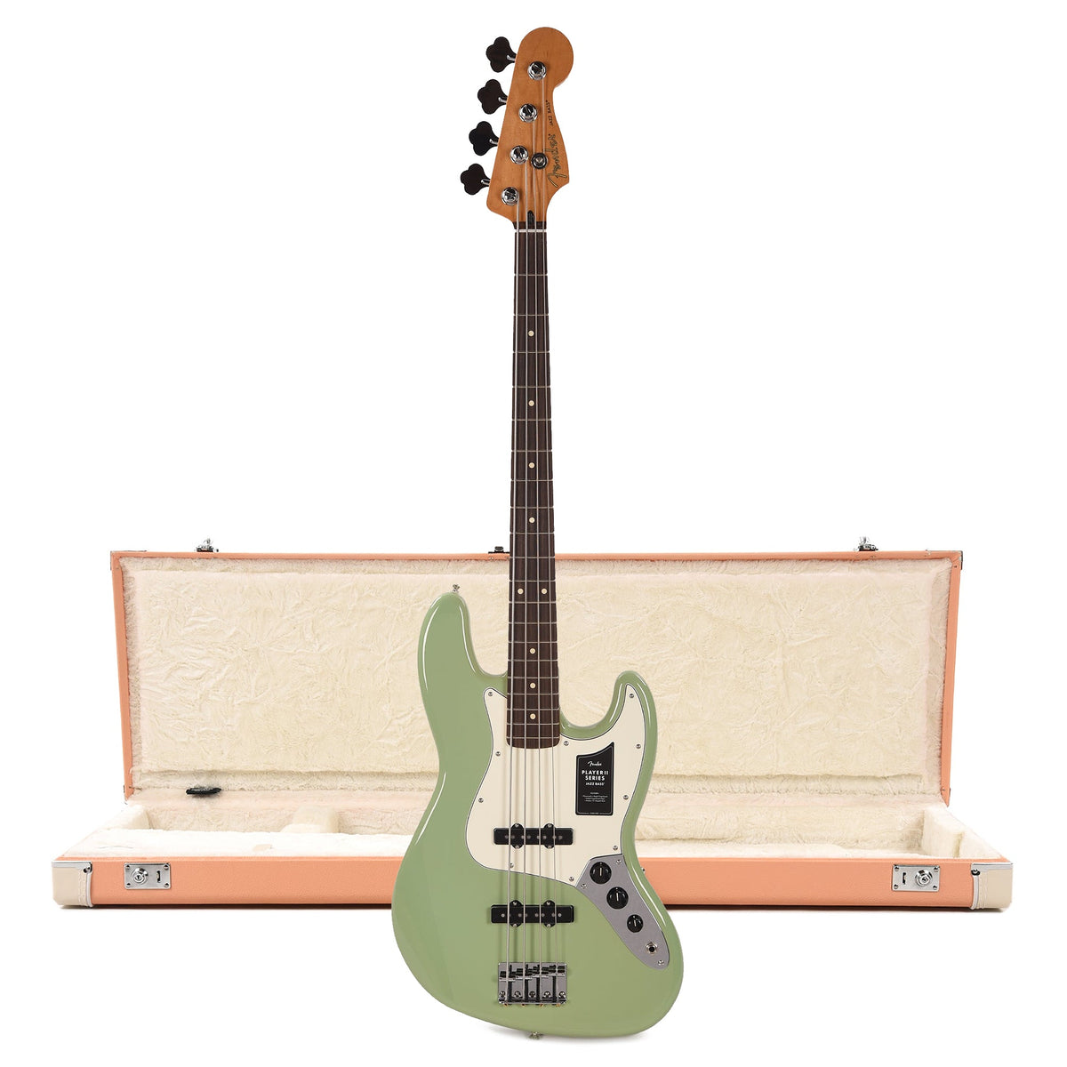 Fender Player II Jazz Bass RW Birch Green and Pacific Peach Hardshell Case Bundle - MusicMarket