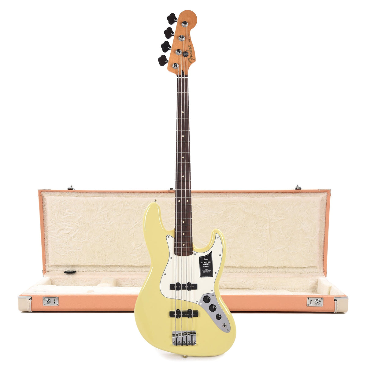 Fender Player II Jazz Bass RW Hialeah Yellow and Pacific Peach Hardshell Case Bundle - MusicMarket
