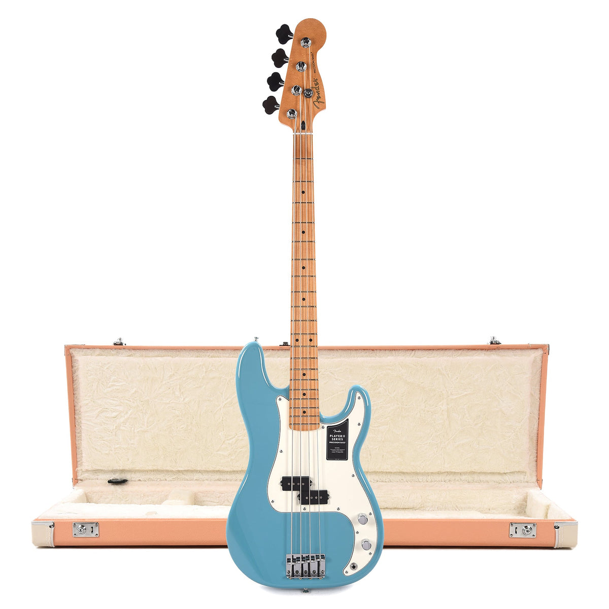 Fender Player II Precision Bass MN Aquatone Blue and Pacific Peach Hardshell Case Bundle - MusicMarket