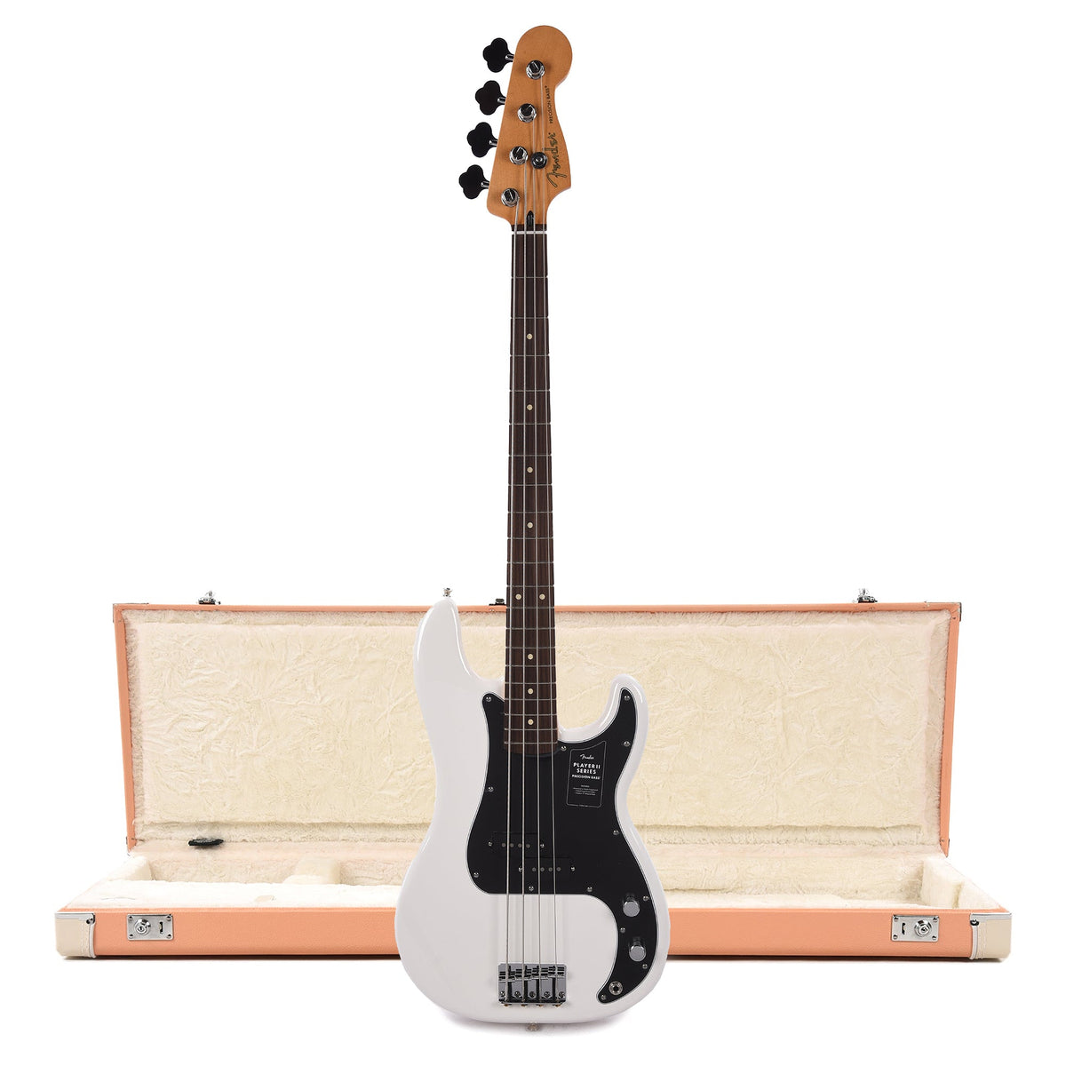 Fender Player II Precision Bass RW Polar White and Pacific Peach Hardshell Case Bundle - MusicMarket