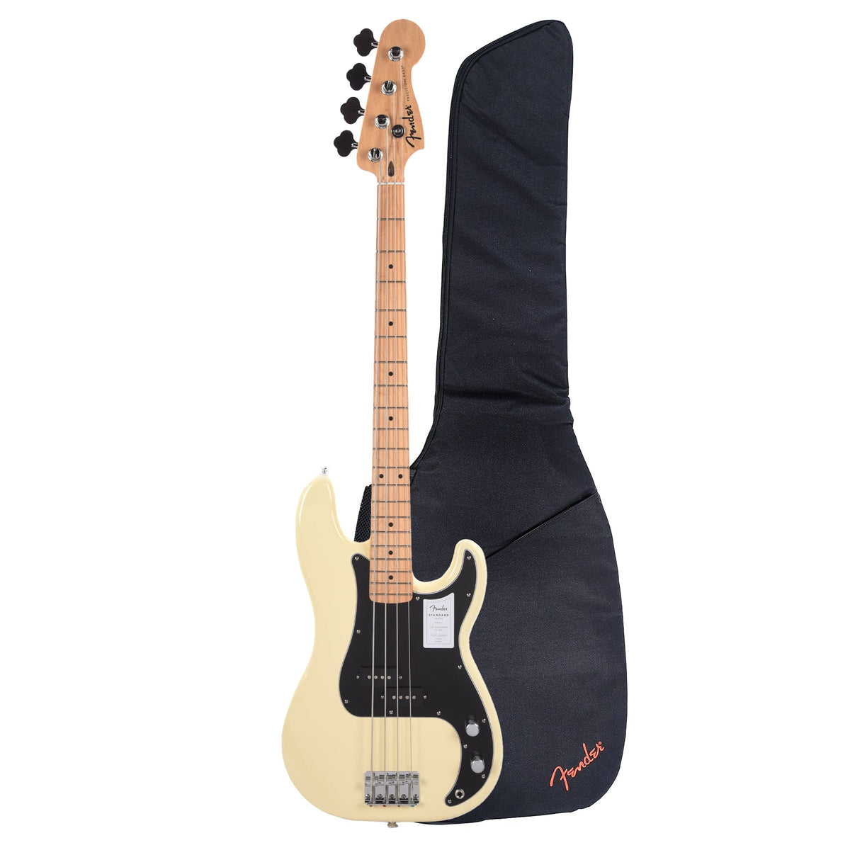 Fender Standard Precision Bass MN Olympic White and FB405 Gig Bag Bundle - MusicMarket
