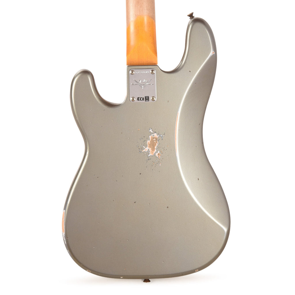 Fender Custom Shop 1960 Precision Bass Relic Super Faded Aged Charcoal Frost Metallic - View 3 | MusicMarket