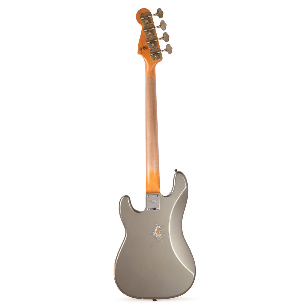 Fender Custom Shop 1960 Precision Bass Relic Super Faded Aged Charcoal Frost Metallic - View 5 | MusicMarket