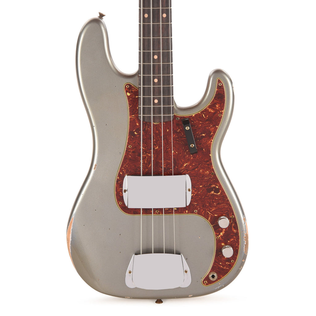 Fender Custom Shop 1960 Precision Bass Relic Super Faded Aged Charcoal Frost Metallic - View 2 | MusicMarket