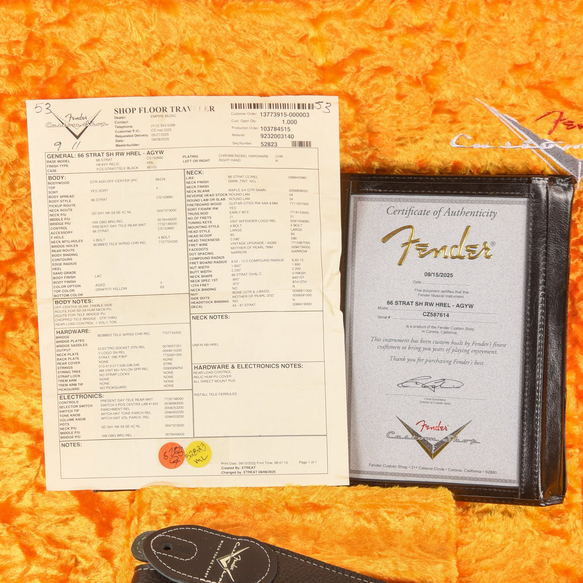 Fender Custom Shop '66 Stratocaster HS Heavy Relic Aged Graffiti Yellow 2025 - View 10 | MusicMarket
