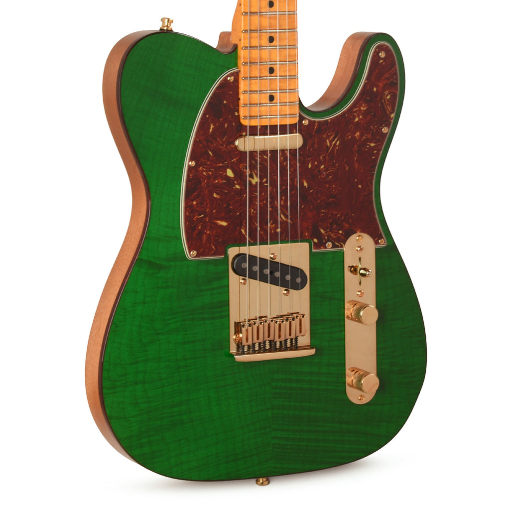 Fender Custom Shop Limited Edition Custom Deluxe AAA Flame Telecaster NOS Emerald Green Transparent w/Gold
